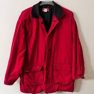 SOLD Marlboro Country Store XL Field Chore Canvas Leather Trim Vtg Jacket Flawed